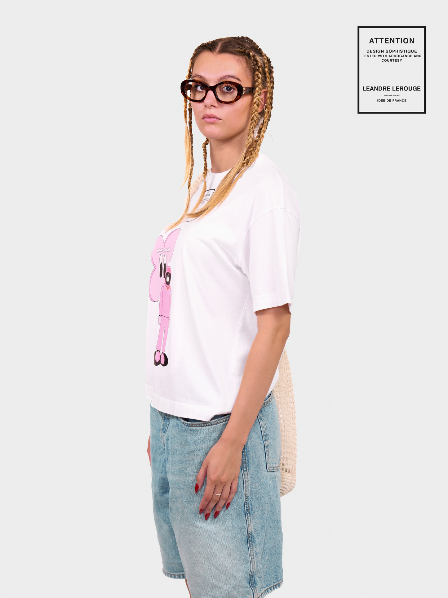 PINK FLOWER T-SHIRT / white