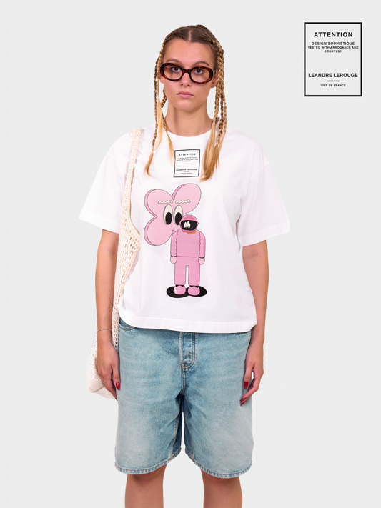 PINK FLOWER T-SHIRT / white