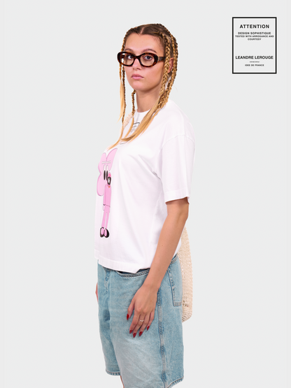 PINK FLOWER T-SHIRT / white