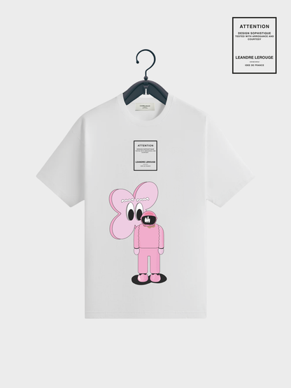 PINK FLOWER T-SHIRT / white