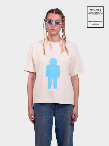 BLUE / beige LOGO T-SHIRT