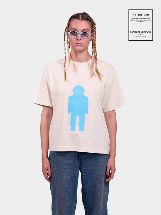 BLUE / beige LOGO T-SHIRT