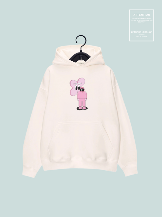 Sweat à capuche Fleur Rose