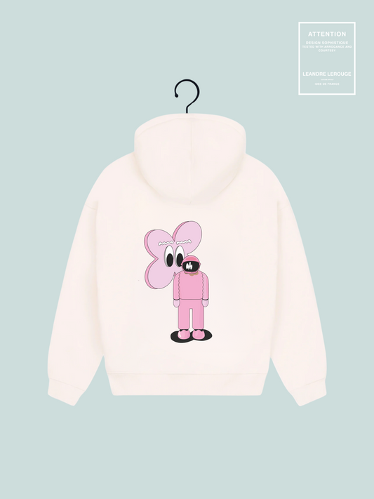 Sweat à capuche Fleur Rose
