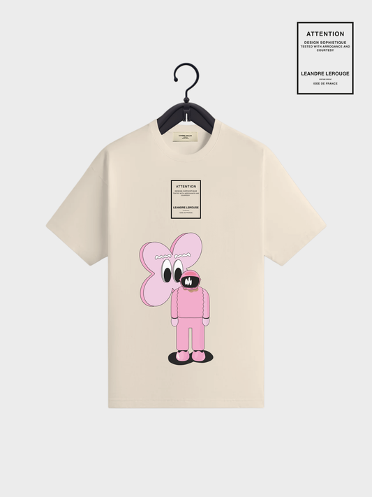Pink Flower T-shirt / beige