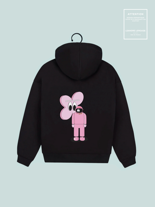 Sweat à capuche Fleur Rose